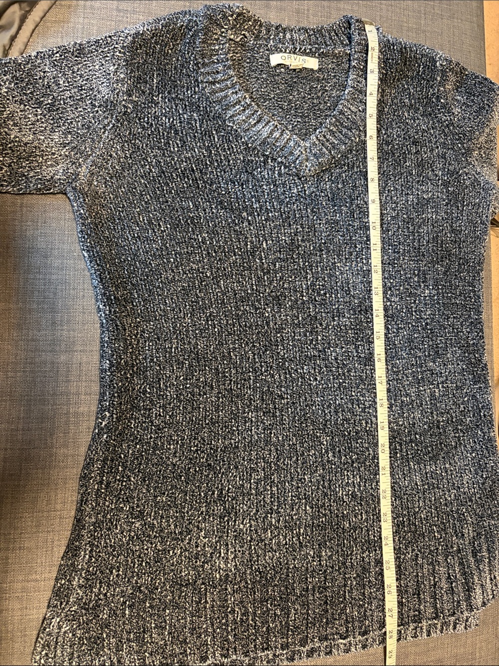 Orvis Women's Navy V-Neck Sweater - Picture 4 of 4